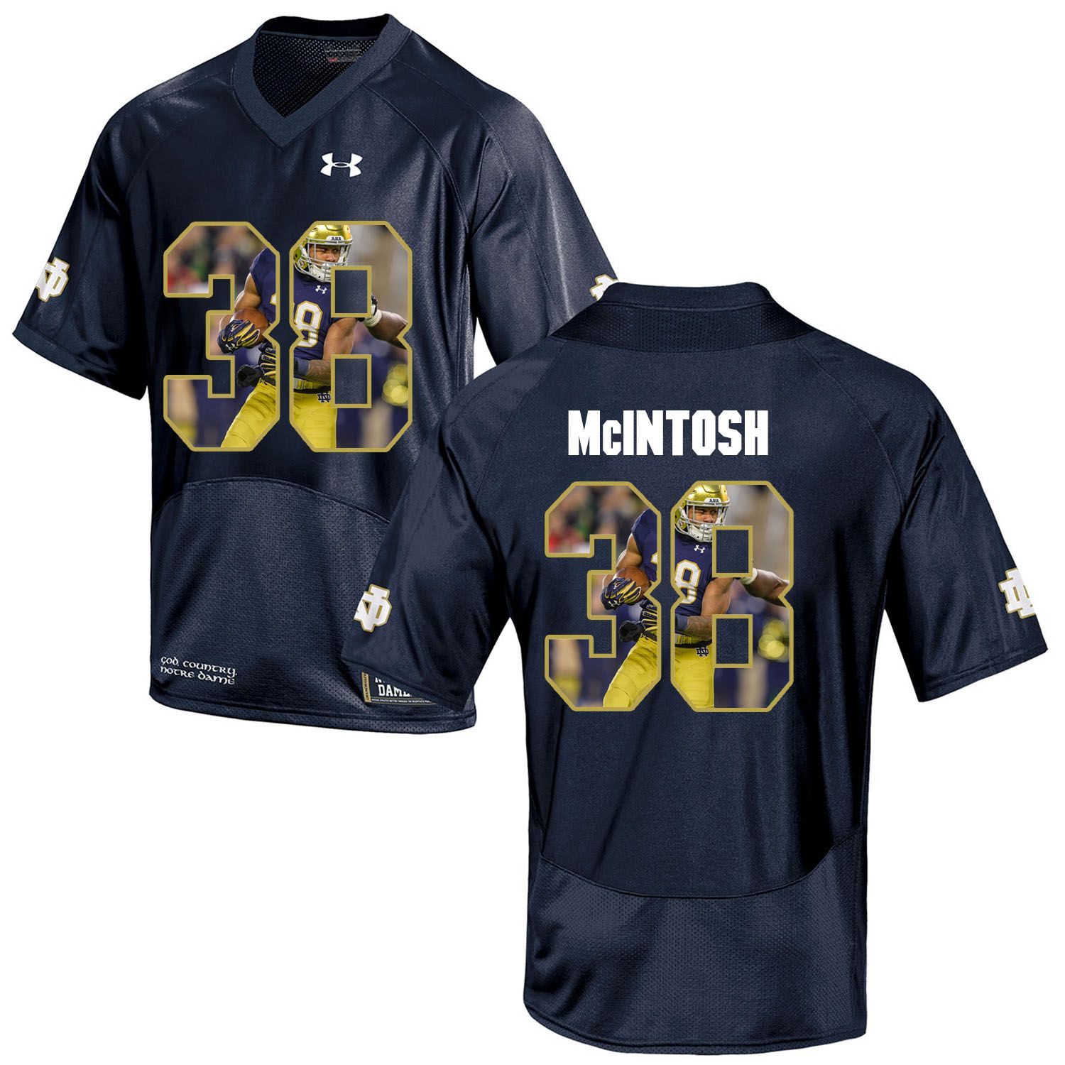 Men Norte Dame Fighting Irish #38 Mcintosh Navy Blue Fashion Edition Customized NCAA Jerseys->customized ncaa jersey->Custom Jersey